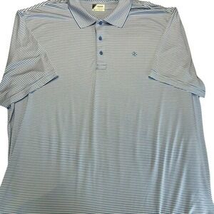 IZOD Golf Mens XXL Blue White Striped Short Sleeve Polo Shirt Performance Tee